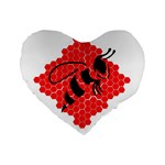 Bee Logo Honeycomb Red Wasp Honey Standard 16  Premium Flano Heart Shape Cushions Front