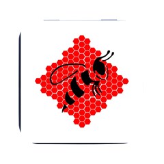 Bee Logo Honeycomb Red Wasp Honey Square Metal Box (black) by Amaryn4rt