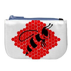 Bee Logo Honeycomb Red Wasp Honey Large Coin Purse by Amaryn4rt