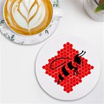 Bee Logo Honeycomb Red Wasp Honey UV Print Round Tile Coaster Front