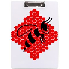 Bee Logo Honeycomb Red Wasp Honey A4 Acrylic Clipboard by Amaryn4rt