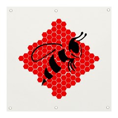 Bee Logo Honeycomb Red Wasp Honey Banner And Sign 3  X 3  by Amaryn4rt