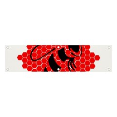 Bee Logo Honeycomb Red Wasp Honey Banner And Sign 4  X 1  by Amaryn4rt