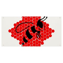 Bee Logo Honeycomb Red Wasp Honey Banner And Sign 8  X 4  by Amaryn4rt