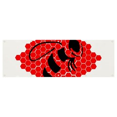 Bee Logo Honeycomb Red Wasp Honey Banner And Sign 12  X 4  by Amaryn4rt