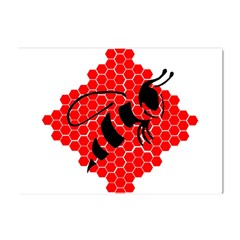 Bee Logo Honeycomb Red Wasp Honey Crystal Sticker (a4) by Amaryn4rt