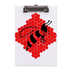 Bee Logo Honeycomb Red Wasp Honey A5 Acrylic Clipboard by Amaryn4rt