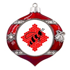 Bee Logo Honeycomb Red Wasp Honey Metal Snowflake And Bell Red Ornament