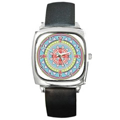 Drawing Mandala Art Square Metal Watch by Amaryn4rt