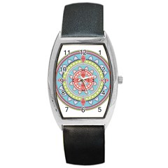 Drawing Mandala Art Barrel Style Metal Watch by Amaryn4rt