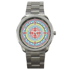 Drawing Mandala Art Sport Metal Watch by Amaryn4rt