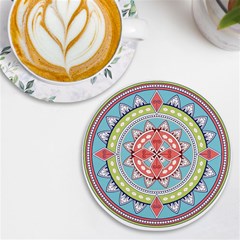 Drawing Mandala Art Uv Print Round Tile Coaster by Amaryn4rt