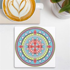 Drawing Mandala Art Uv Print Square Tile Coaster  by Amaryn4rt