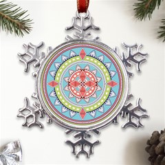 Drawing Mandala Art Metal Large Snowflake Ornament by Amaryn4rt