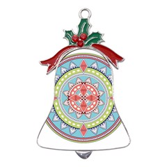 Drawing Mandala Art Metal Holly Leaf Bell Ornament by Amaryn4rt