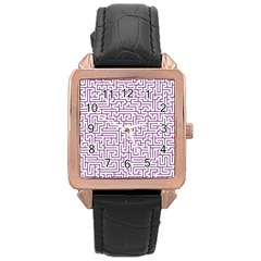 Maze Lost Confusing Puzzle Rose Gold Leather Watch  by Amaryn4rt