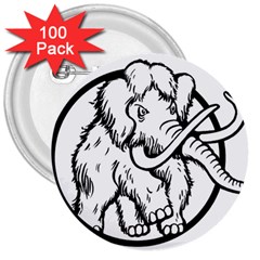 Mammoth Elephant Strong 3  Buttons (100 Pack) 