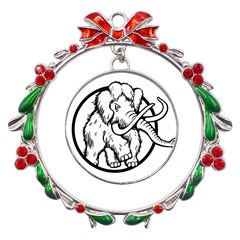 Mammoth Elephant Strong Metal X mas Wreath Ribbon Ornament