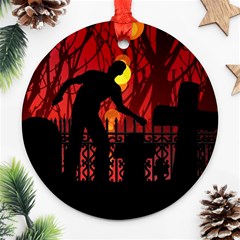 Horror Zombie Ghosts Creepy Ornament (round) by Amaryn4rt