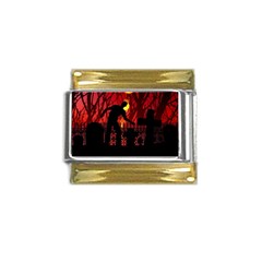 Horror Zombie Ghosts Creepy Gold Trim Italian Charm (9mm) by Amaryn4rt