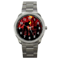 Horror Zombie Ghosts Creepy Sport Metal Watch by Amaryn4rt