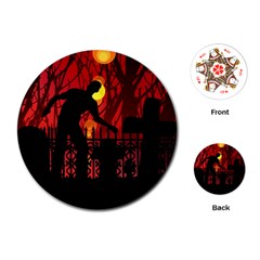 Horror Zombie Ghosts Creepy Playing Cards Single Design (round) by Amaryn4rt