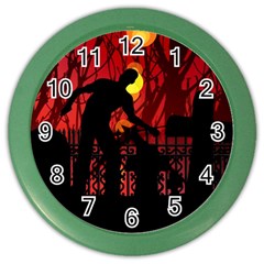 Horror Zombie Ghosts Creepy Color Wall Clock by Amaryn4rt