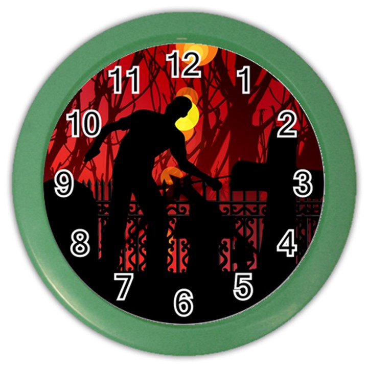 Horror Zombie Ghosts Creepy Color Wall Clock