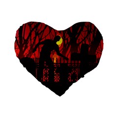 Horror Zombie Ghosts Creepy Standard 16  Premium Heart Shape Cushions by Amaryn4rt