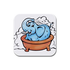 Elephant Bad Shower Rubber Square Coaster (4 Pack) by Amaryn4rt