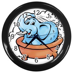 Elephant Bad Shower Wall Clock (black) by Amaryn4rt