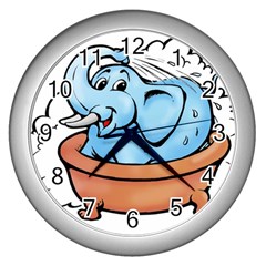 Elephant Bad Shower Wall Clock (silver) by Amaryn4rt