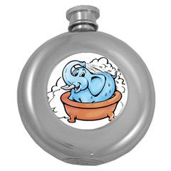 Elephant Bad Shower Round Hip Flask (5 Oz) by Amaryn4rt