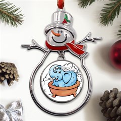 Elephant Bad Shower Metal Snowman Ornament by Amaryn4rt