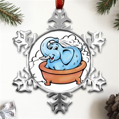 Elephant Bad Shower Metal Small Snowflake Ornament by Amaryn4rt