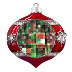 Paper Background Color Graphics Metal Snowflake And Bell Red Ornament by Amaryn4rt