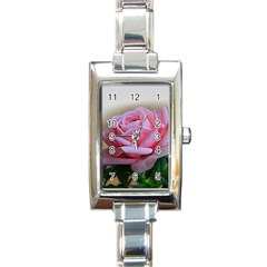 Rose Pink Flowers Pink Saturday Rectangle Italian Charm Watch by Amaryn4rt