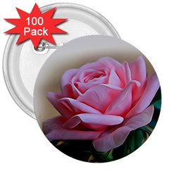 Rose Pink Flowers Pink Saturday 3  Buttons (100 Pack) 