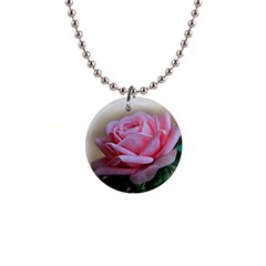 Rose Pink Flowers Pink Saturday 1  Button Necklace by Amaryn4rt