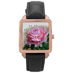 Rose Pink Flowers Pink Saturday Rose Gold Leather Watch  by Amaryn4rt