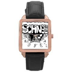 Snow Removal Winter Word Rose Gold Leather Watch  by Amaryn4rt