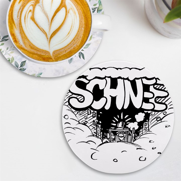 Snow Removal Winter Word UV Print Round Tile Coaster