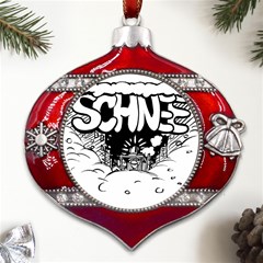 Snow Removal Winter Word Metal Snowflake And Bell Red Ornament by Amaryn4rt