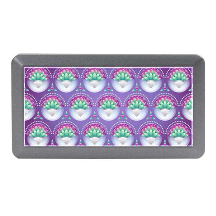 Background Floral Pattern Purple Memory Card Reader (Mini)