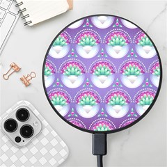 Background Floral Pattern Purple Wireless Fast Charger(black) by Amaryn4rt