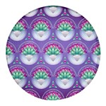 Background Floral Pattern Purple Round Glass Fridge Magnet (4 pack) Front