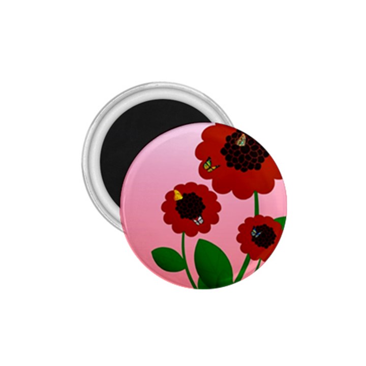 Flowers Butterflies Red Flowers 1.75  Magnets