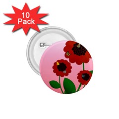 Flowers Butterflies Red Flowers 1 75  Buttons (10 Pack) by Sarkoni