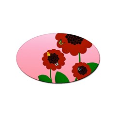 Flowers Butterflies Red Flowers Sticker (oval) by Sarkoni