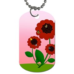 Flowers Butterflies Red Flowers Dog Tag (one Side) by Sarkoni